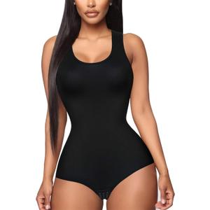 Irisnaya Shapewear Bodysuit Scoop Neck Tank Tops for Women Tummy Control Waist Trainer Vest Full Body Shaper (Medium, Black)
