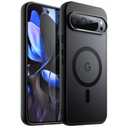 JETech Magnetic Case for Google Pixel 9/9 Pro 2024, Compatible with MagSafe, Translucent Matte Back Shockproof Phone Cover (Black)