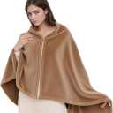 Pinbuton Wearable Blanket Poncho for Women & Men - 59"x31" Flannel Fleece Shawl Wrap, Soft Office Chair Blanket