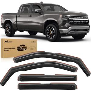 Nilight in Channel Rain Guards for Chevy Silverado/Sierra 2500HD/3500HD 2020 2021 2022 2023 2024 2025 Crew Cab Original Window Deflectors, Vent Window Visors-4PCS