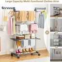 Upgraded 4-Tier Clothes Drying Rack, Drying Rack Clothing with Wheels, 19.68"D x 29.92"W x 67.70"H