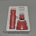 OLOV Electric Body Hair Trimmer - Groin Trimmer for Men - Bikini Trimmer Women - Wet/Dry Shaver Groomer, Replaceable Ceramic Blade Heads, USB Recharge Dock, Waterproof Hygiene Razor, Red (Gold and Red)