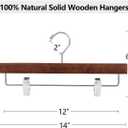 AMKUFO 20pcs Wooden Pants Hangers Solid Pants Hangers with Adjustable Clips 14 Inch Walnut Wood Skirt Hangers Trousers Bottom Hanger with Non-Slip Clips and 360 Swivel Hook, Walnut