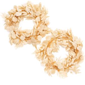Ling's Moment Eucalyptus Garland for Table, 5.9ft White & Beige Fake Eucalyptus Wreaths with Willow, 2pcs Real Touch Leaf Garland for Wedding Centerpieces Arch Rehearsal Dinner Bridal Shower