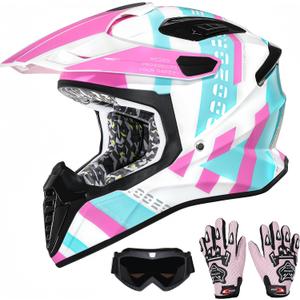 Youth Dirt Bike Helmet Kids Full Face Motorcycle Helmet for Off-Road ATV Street Riding, DOT Approved Kids Motocross Helmet with Goggles & Gloves L