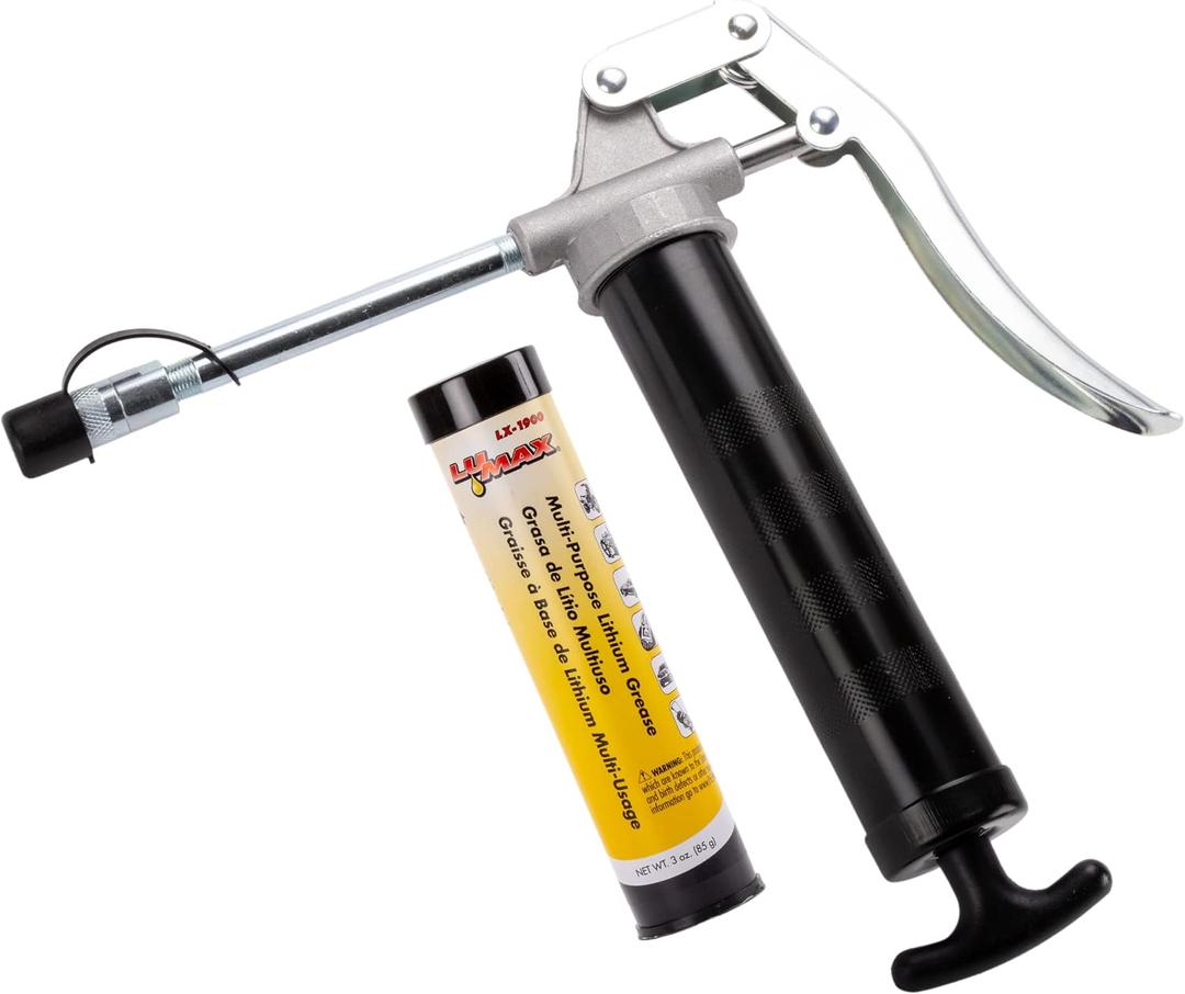 LUMAX LX-1172 Black Mini-Pistol Grip Grease Gun with 3 oz. Cartridge, Compact and Lightweight Makes it Easy for One-Hand Operation