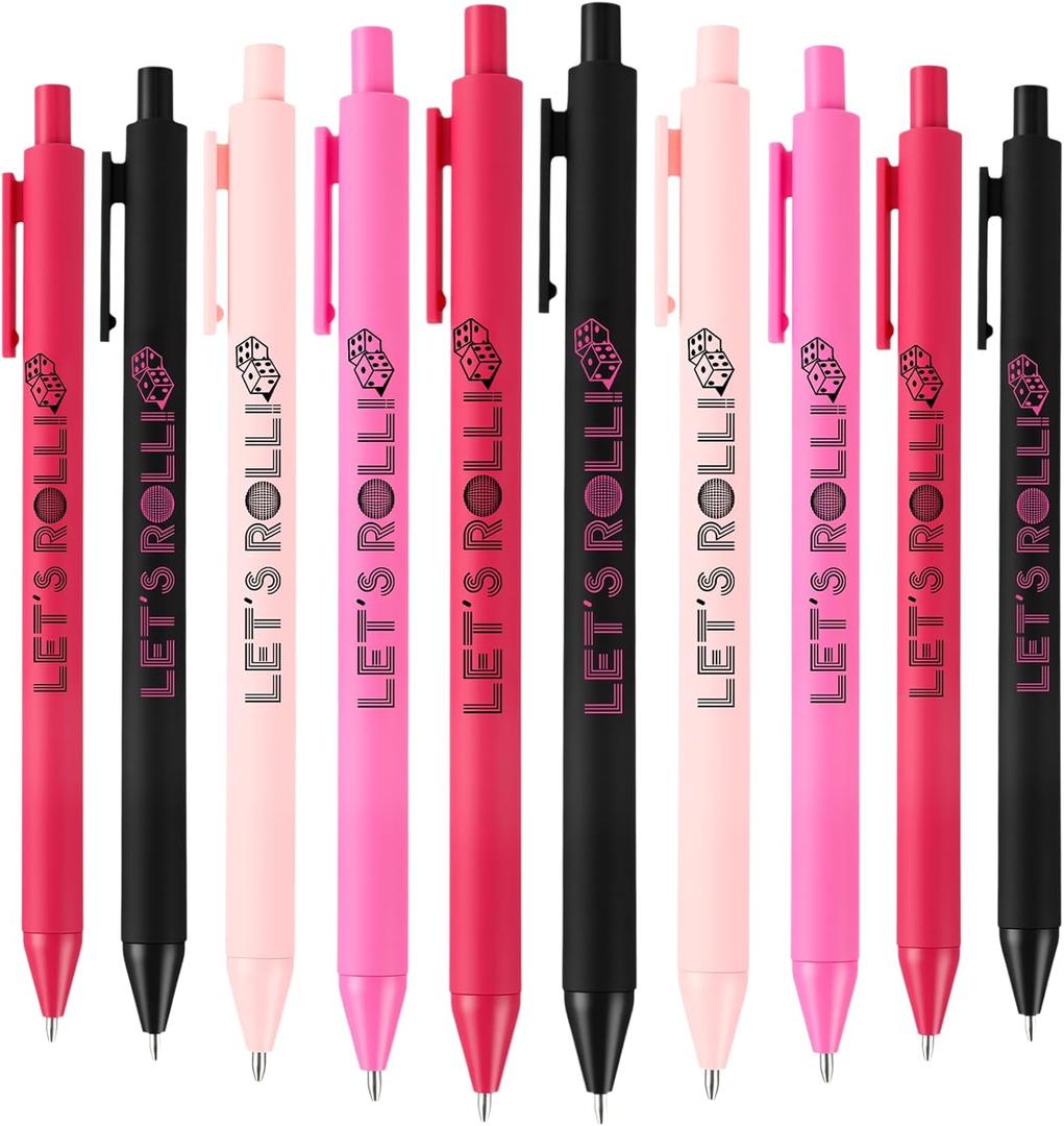 50 Pcs Let's Roll Ballpoint Pens Gifts Bulk for Guests Women Dice Players Casino Themed Wedding Party Supplies Las Vegas Night Party Favors