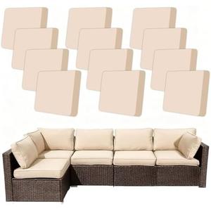 Thankyall 12 Pcs Patio Outdoor Cushion Covers，Waterproof Stretch Cushion Covers Replacement，Cushion Slipcovers，Washable Individual Couch Slipcovers Set Furniture Protector for Pets(20-27 Inch,Peach)
