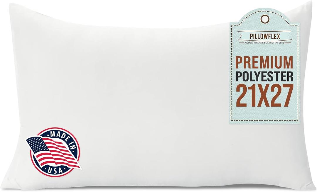 Pillowflex Premium Polyester Throw Pillow Insert - 21x27 - Ultra Soft Large Rectangle Throw Pillow, Couch Sham, Lumbar, Back, Sofa - Machine Washable - Decorative Accent Form - 2 Soft Pillow