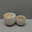 LE TAUCI Ceramic Plant Pots, 5.1 + 6.4 Inch Footed Pots for Plants, Modern Flower Pots for Home and Office, Indoor Planters with Drainage, Reactive Glaze White