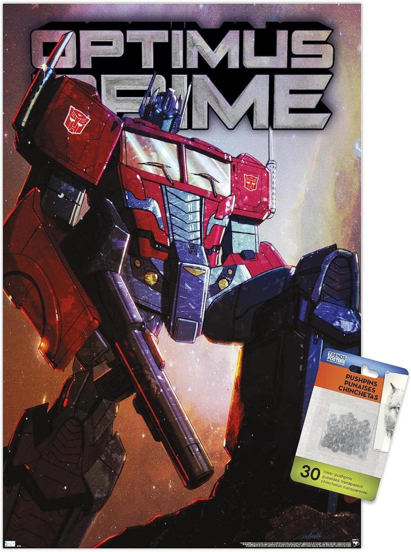 Trends International Hasbro Transformers - Optimus Prime Wall Poster, 14.72" x 22.37", Premium Poster & Push Pin Bundle, 22.4"L x 14.7"W