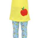 Unique Baby Girls Back to School Apple Embroidered 2 Piece Outfit (8) (Yellow)