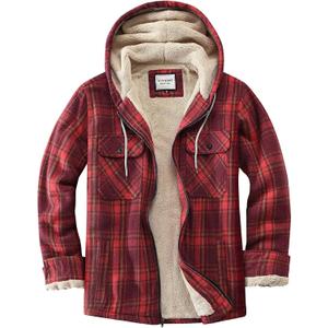 WINDFIT Women's Full Zip Fleece Flannel Jacket Plaid Sherpa Red XS