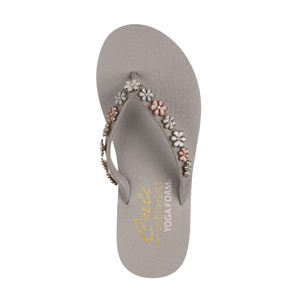Skechers Meditation Daisy Crush Womens 9 Grey Sandal Thong Comfort NEW