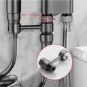 Generic Toilet Faucet Splitter 2-Way Double Faucet Adapter, 1-in-2-Out Dual Control Valve Handheld Bidet Sprayer, Stainless Steel & Brass, Black, Bathroom AccessoryGray