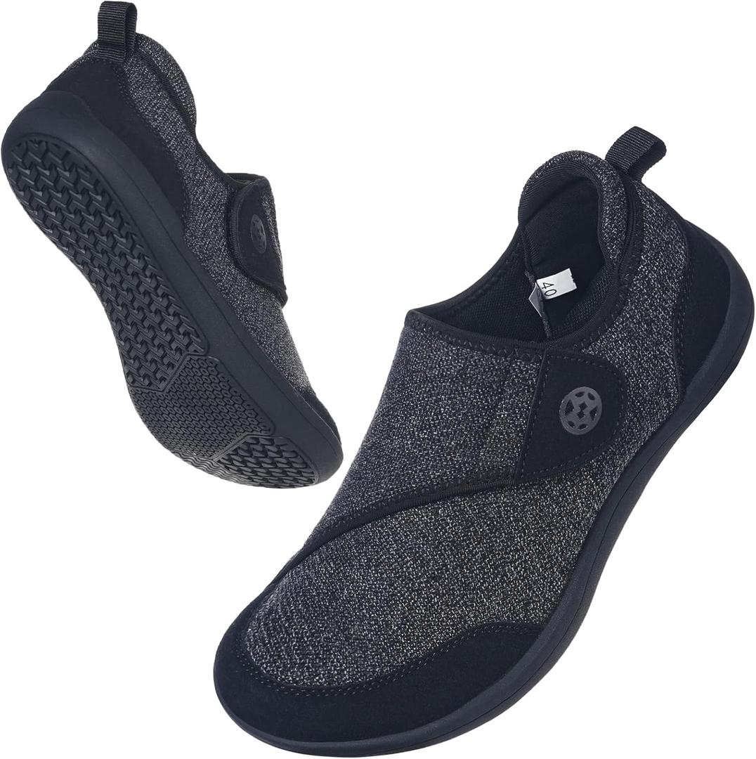 Sisttke Womens Slippers with Arch Support Slip On House Shoes Breathable Orthopedic Walking Shoes Lightweight for Indoor Outdoor,Black, 9.5, 41"