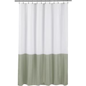 ALYVIA SPRING Waterproof Fabric Shower Curtain Liner - Soft & Light-Weight Cloth Shower Liner, 3 Bottom Magnets, Hotel Quality & Machine Washable - Standard Size 72x72, White and Sage