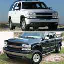 Headlights Assembly Compatible with 99-02 Chevy Silverado / 00-06 Tahoe Suburban Headlights Headlamp with Bumper Lights, Chrome Housing Clear