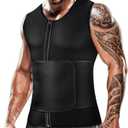 Cimkiz Men's Waist Trainer Sauna Suit Shirt, Gym & Exercise Compression Vest, Sweat-Boosting Workout Top (4X-Large, Black)