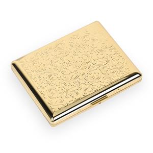 Stylish Design Retro Metal Cigarette Case -Double Sided Spring Clip Open Cigarette,Pocket Holder Credit Card Holder Protective Security Wallet for Men and Women,Holds 18-20 100mm (Vine Gold)