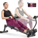 Sunny Health & Fitness Compact Adjustable Rowing Machine with 12 Levels of Resistance for Complete Body Workouts and Optional Free SunnyFit App Enhanced Connectivity, Smart 