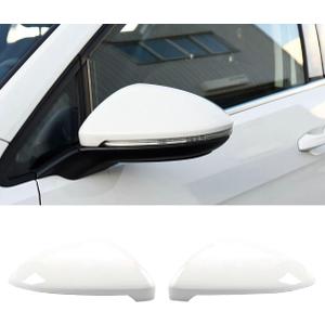 Left+Right Rearview Mirror Cover Side Mirror Caps for VW Golf GTI MK7 2015 2016 2017 2018 2019 2020 2021 White