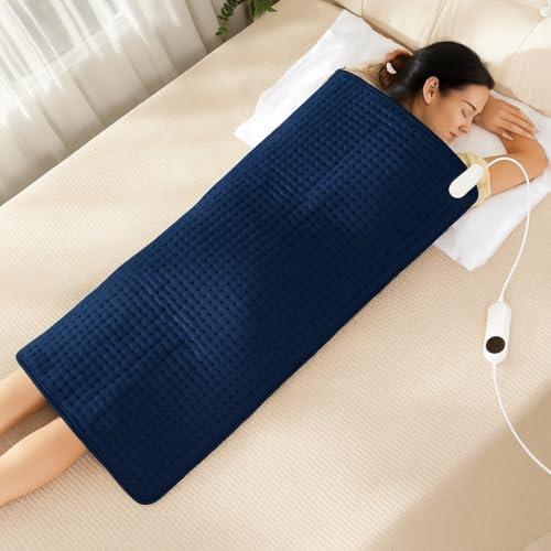 Electric Heating Pad for Back Pain Relief, Heating Pad for Period Cramps Neck and Shoulder, Knee, Arms, Legs, Auto Shut Off Moist Heat Machine Washable (c.Dark Blue 20x40, 10 Heating Temp -20x40)