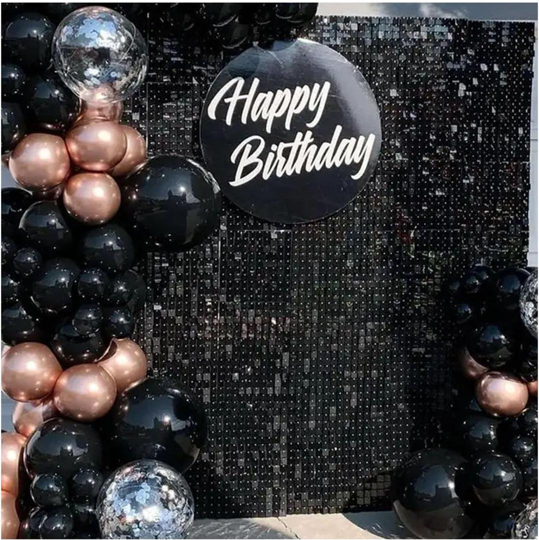 Maytopia Black Shimmer Wall Backdrop Sequin Wall Panels Photo Booth Props Wall Decoration Party Backdrop Decoration for Birthday Bridal Shower Wedding Anniversary Party