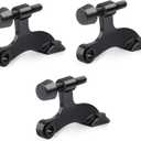 HOMOTEK 3 Pack Hinge Pin Black Door Stopper,Adjustable Deluxe Heavy Duty Door Stopper 2-1/2"x1-3/4,with Black Rubber Bumper Tips
