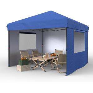Garvee 10x10 Outdoor Pop Up Tent, Single Person Canopy Tent, Heavy Duty Commercial Instant Tent, 3 Sidewalls+Blue