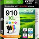 910XL Ink Cartridges Combo Pack Replacement for HP 910XL Work with OfficeJet 8015e 8022e 8010 8022 OfficeJet Pro 8025e 8028e 8035e 8020 8025 8028 8030 8035 Printers 4 Pack (Black Cyan Magenta Yellow)