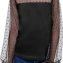 Arshiner Girls Long Sleeve Shirts with Sheer Puff Cute Lantern Sleeve Design Lady Style Swiss Dots Tops for Girls Blouse Tee (Black)