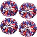 4Pcs Upgraded 12inch Metallic Cheerleading Pom Poms, HOLENGS Cheerleader Pompoms Cheer Poms for Kids Adults, Cheering Squad Pompoms for School Sports Games Dance Party (Gray)