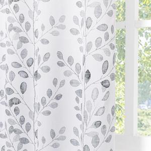 MYSKY HOME Curtains 95 inch Long for Living Room Patio Dining Room Thermal Insulated Darkening Soft Curtains Leaf Pattern Grommet Drapes for Home, 52''W x 95''L in, Grey, 2 Panels