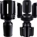2PC Car Cup Holder Expander with Adjustable Holder and Base, Compatible with Yeti Rambler, Hydro Flask, Nalgene, Stanley 10 to 64oz, Hold 2.9" to 5.5 Large Bottle Mugs Food Drink, Universal Fit Car Cup Holder