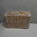 Yesland Hand-Woven Narrow Water Hyacinth Holder Wicker Basket, 15.5 x 5.5 x 9.75 Inch Decorative Magazine Storage Basket Bin for Home, Office, Desk