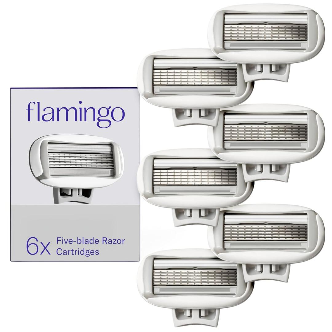 Flamingo Women's Original Razor Blade Refill Cartridges for Women - 6 Count - 5-Blade Shaving Razors for Women
