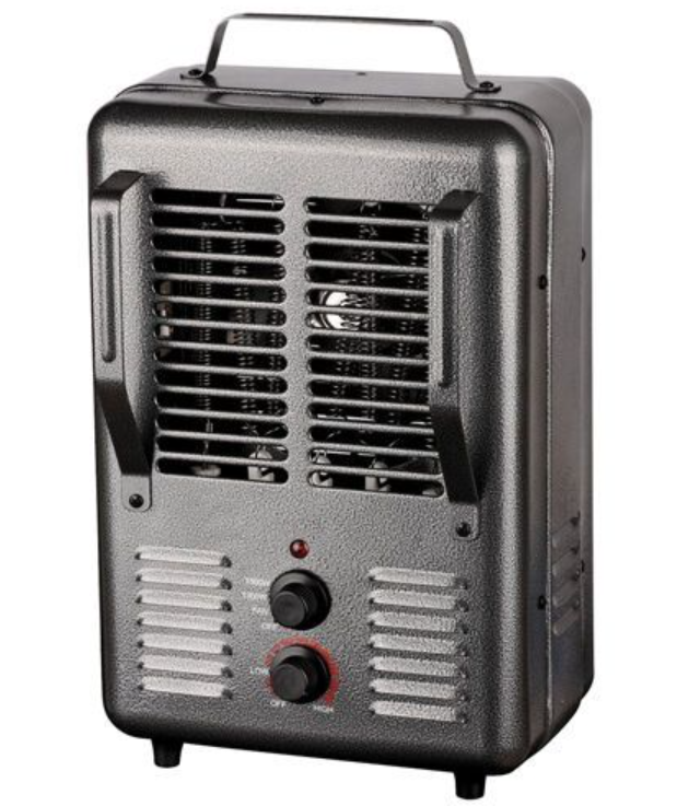 Electric Portable Milkhouse Style Utility Space Heater with Adjustable Thermostat, Overheat Protection, and Safety Tip-Over Switch, Ideal for Garage or Greenhouse, 1,500W, CZ798 (Black)
