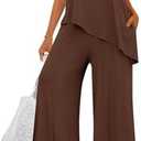 PRETTYGARDEN Women's 2026 Two Piece Matching Lounge Sets Asymmetrical Split Tank Tops Wide Leg Pants Summer Outfits Tracksuit Size M
