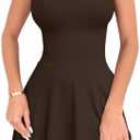 OQQ Women's Mini Dress Sleeveless Mock Neck Club Party A-line Dresses ,L