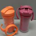 Dr. Brown's Milestones Insulated Sippy Cup with Straw and Handles, Spill-Proof Tumbler with Lid, Pink/Coral, 10 oz/300 mL, BPA-Free, 12m+, 2-Pack