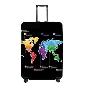 Waterproof World Map Luggage Cover Set for 18-32 Inch Suitcases, Anti-Scratch Travel Protectors with Elastic Edges, Gifts for Global Travelers