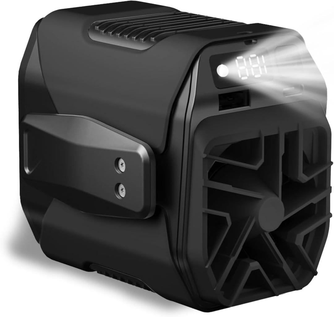 2025 Upgrade Portable Waist Fan Personal Fan 100 Speed Flashlight Cooling Wearable Clip on Belt Hand-Free Neck Fan for Camping Travel Outdoor Jobsite (BLACK)