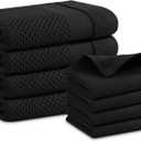 Homaxy Kitchen Towels and Dishcloths Set, 12 x 12 and 13 x 28 Inches, Set of 8 100% Cotton Waffle Weave Kitchen Towels, Super Soft and Absorbent Dish Cloths, Black