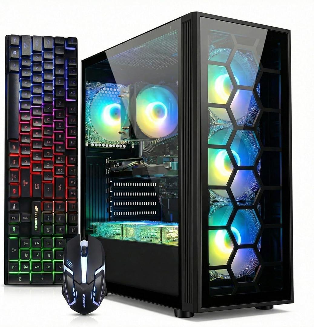 STGAubron Gaming PC Desktop,Core I7,RTX 3050 6G,16G RAM,512G SSD
