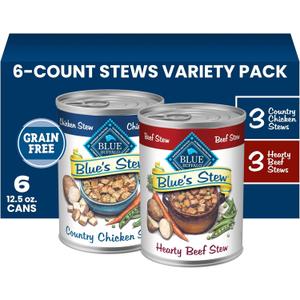 Blue Buffalo Blue's Stew Variety Pack Wet Dog Food, 12.5 oz, 6 ct BBD: 08-01-28
