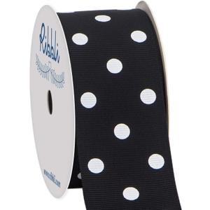 Ribbli Grosgrain Polka Dot Craft Ribbon,1-1/2 Inch,10-Yard Spool,Black with White Dots,Use for Hair Bows,Gift Wrapping,All Crafting and Sewing