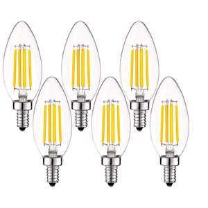 LUXRITE Vintage Candelabra LED Bulb 60W Equivalent, 550 Lumens, 4000K Cool White, LED Chandelier Light Bulbs 5W, Dimmable, Clear Glass, Filament Candle Bulbs, UL Listed, E12 Base (6 Pack)