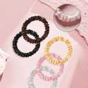 Mulberry Silk Scrunchies - Women's Hair Ties for Sleep, No Damage Curly Hair Elastics, Frizz & Breakage Free Ponytail Holders, 4 Pack (Pink/Ivory-4)