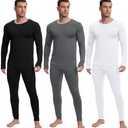 Patelai 3 Sets Men's Thermal Underwear Long Underwear Base Layer with Fleece Lined for Winter Cold Weather, 2XL
